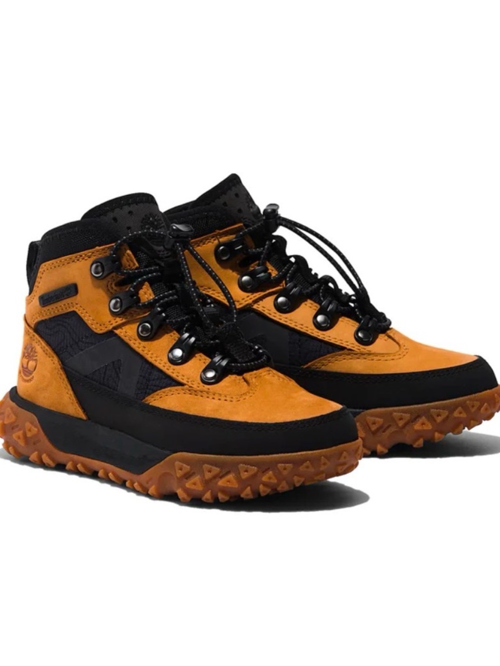 Kids Timberland waterproof  Black and Orange Trail Mid-Top Boots